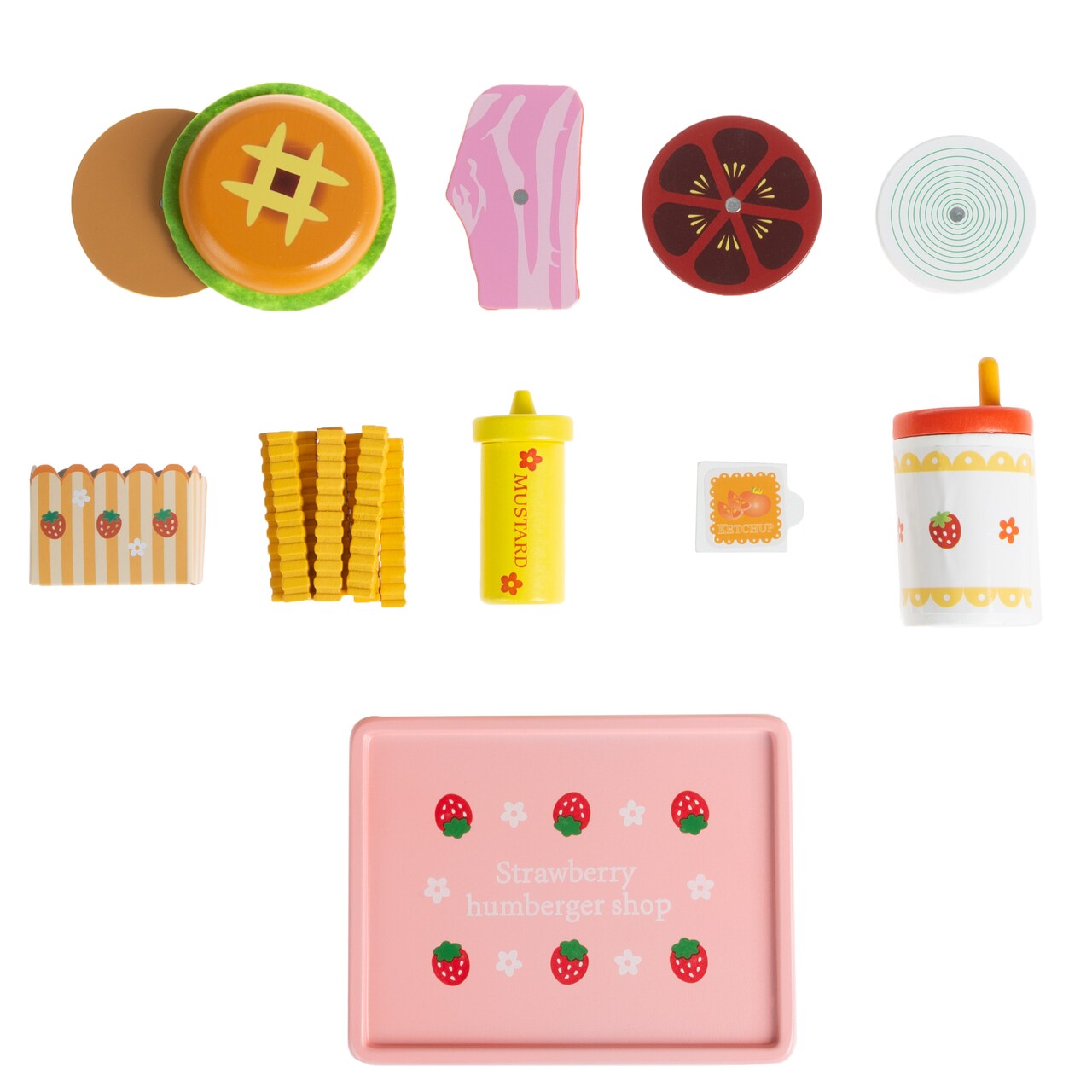 Fast Food Playset Cheeseburger Meal With Fries Toddler Wooden Toy Set